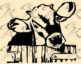 COW fence svg, calf head svg, heifer dxf, AI, PNG, svg, dxf, eps, jpg, Download, graphical image, Art Print, muzzle, svg cow