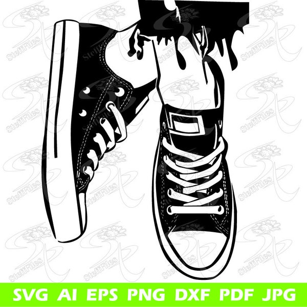 Sneakers champion Shoes Casual Training Isolated Fashion Sport Style Footwear .SVG .EPS .PNG Space Clipart Digital Download, Converse svg
