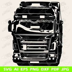 Truck SVG DXF, Daf Truck Vektor, Transport, Ai, Png, Eps, Jpg
