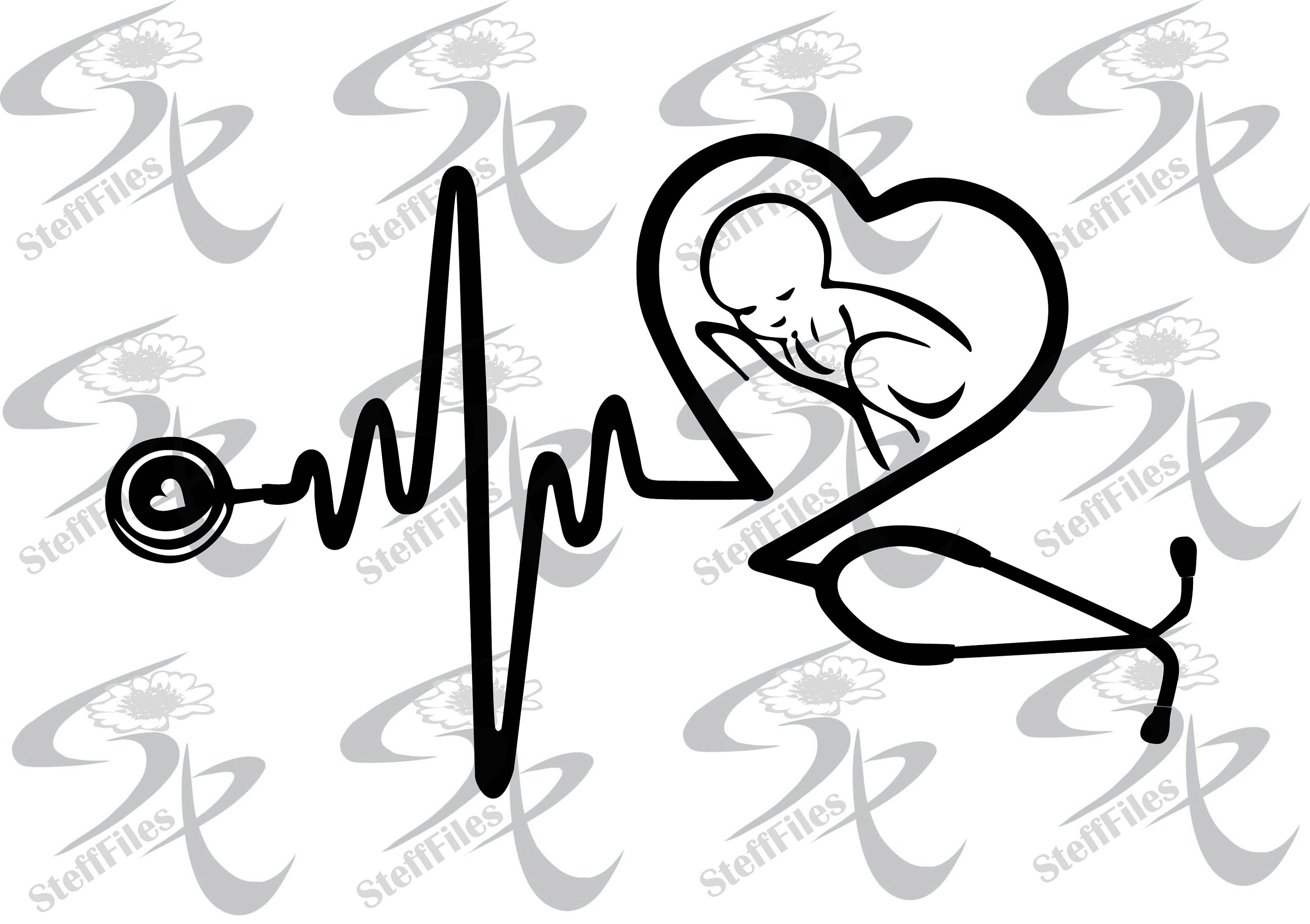 Stethoscope Nurse Baby Svg Stethoscope Midwife Heart Vector