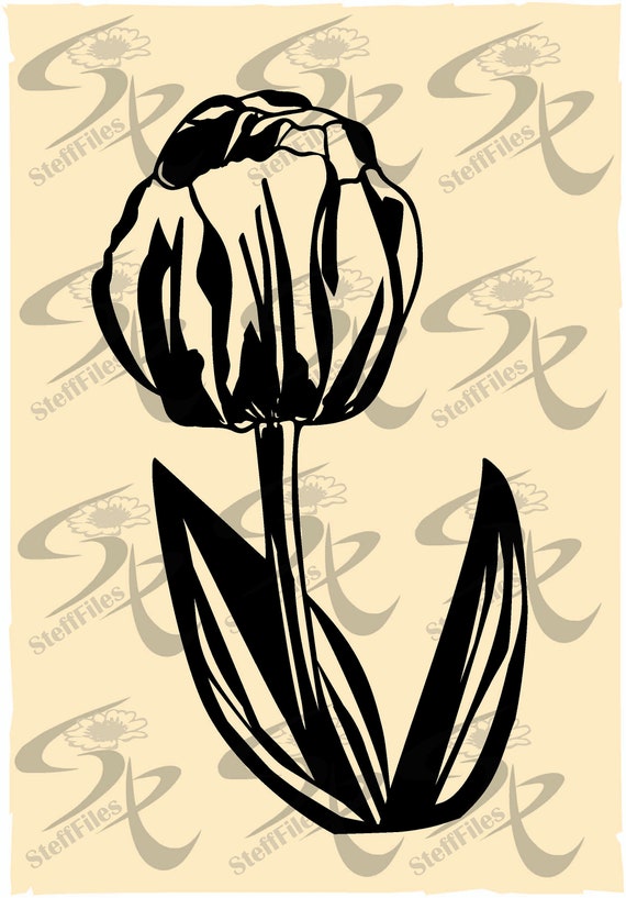 Vector Flower Tulip Clipart Springsilhouette Elite Etsy