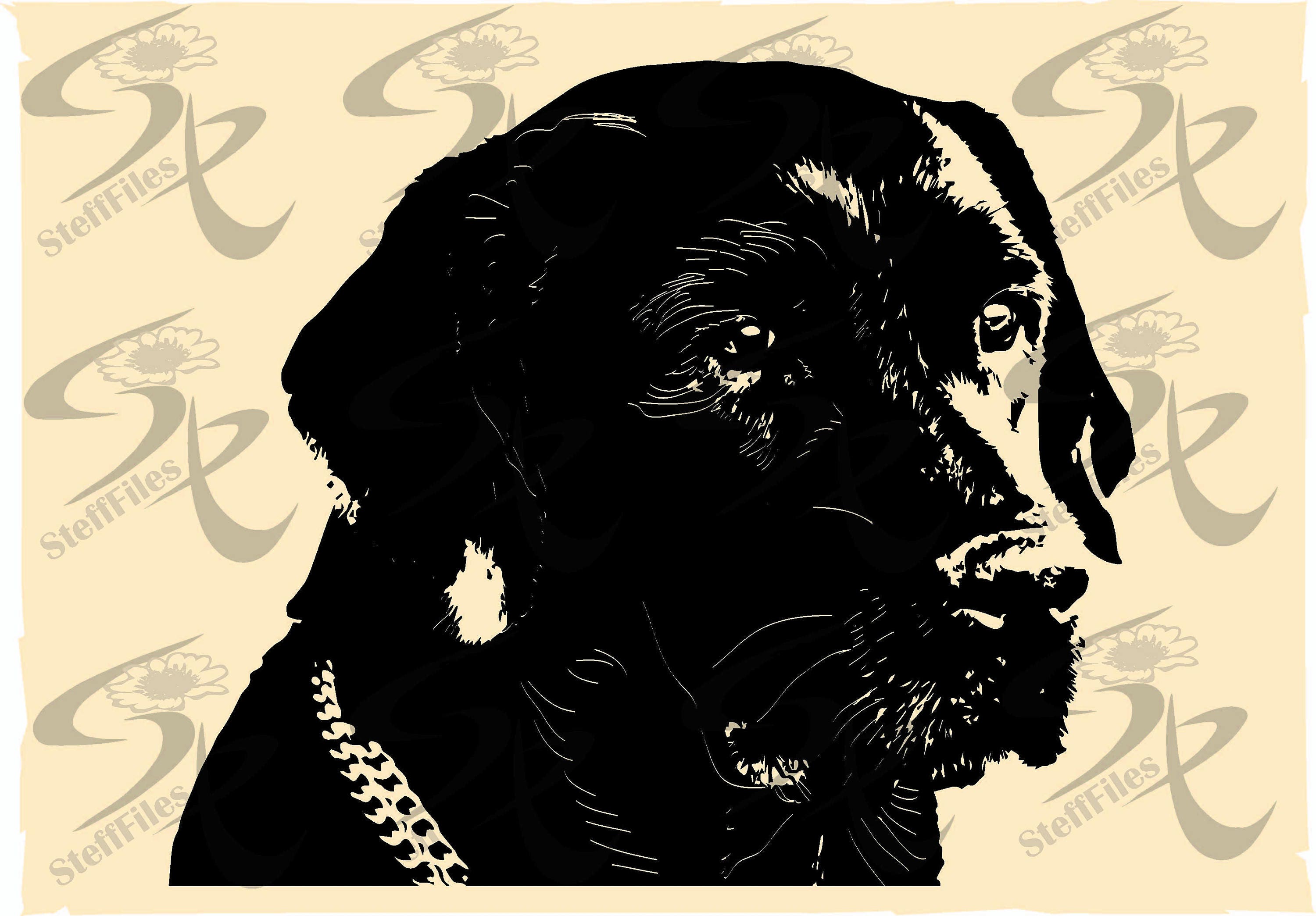 Download Vector DOG BLACK LABRADOR retriever face silhouette | Etsy