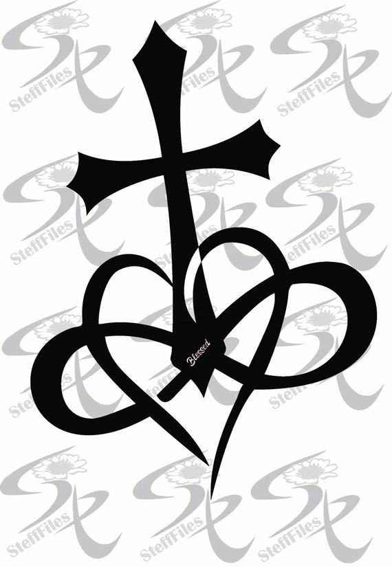 Vector Cross Heart Infinity Drawingclipartsvgdxfai Png Etsy