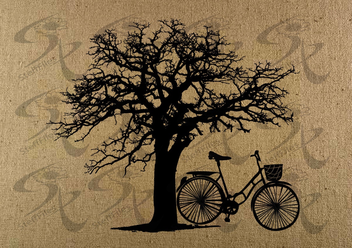 Bicycle and Treeart Printsvgdxfai Pngeps Jpg Etsy