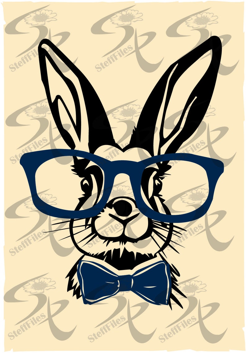 Download Rabbit Face Bunny glasses bowtiefiles for cricut Easter | Etsy