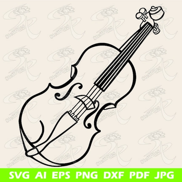 DOUBLE BASS SVG, Musical Instrument, dxf, ai,png, eps, jpg, Silhouette, music, Download files, Digital, graphical