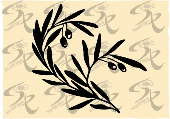 Vector Olive Branch Clipartsilhouettesvgdxfai Png Eps Etsy