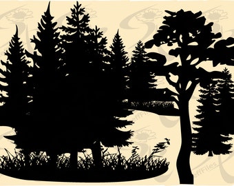 FOREST Vector forest trees Christmas tree,SVG,DXF,ai, png, eps, jpg Silhouette Download files, Digital, graphical,0271