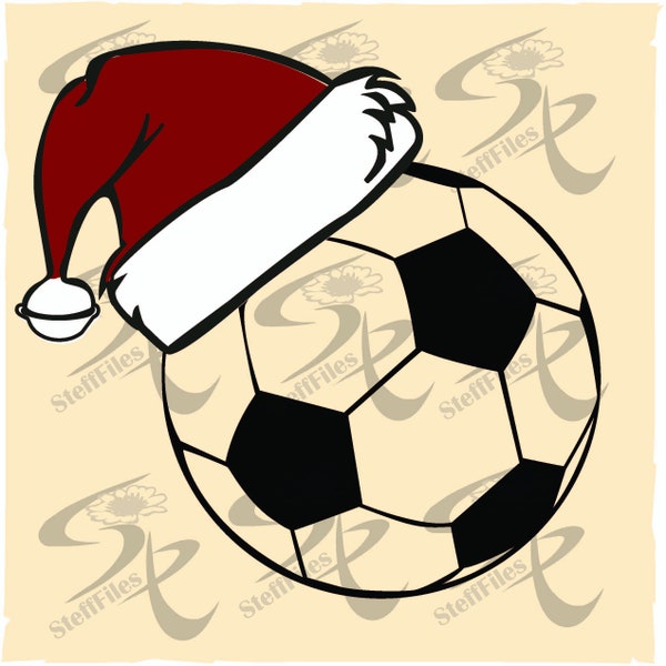 BALL soccer with Christmas hat svg, Soccer Ball svg, cut file, soccer ball Cricut svg, clip art, ai, png, eps, Download, Christmas hat svg