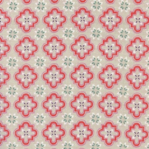 Geometric Tile Design Fabric Honeymoon by Sarah Watts for Etsy