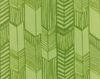 LAST 28" - Modern Green Arrow Fabric - Me + You Modern Batiks by Hoffman Fabrics - Leaf Green