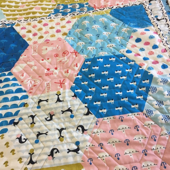 Diy Whole Cloth Hexie Quilt Super Easy And Fast Quilt Kit Includes Whole Cloth Quilt Top Binding And Backing Approx 42 X 53 - 