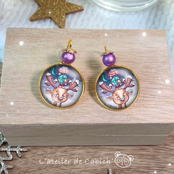 Boucles d'oreilles " Tu peux compter sur moi… " .bijoux hiver. Boucles fantaisies . Cadeau original enfant fillette et femme