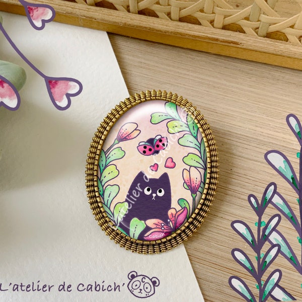 Broche " Un amour de coccinelle ". Collection « Hello Spring», Broche fantaisie . Cadeau femme enfant