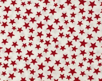 Red and White Fabric, Patriotic Fabric, Star Fabric, Red and White Star Fabric, 100% Cotton Fabric by the Yard