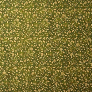 Christmas Fabric, Green and Gold, FabriQuilt Tonal Holly Fabric, 100% Cotton Fabric by the Yard