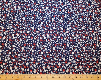 Patriotic Star Fabric, Red, White, and Blue, 100% Cotton