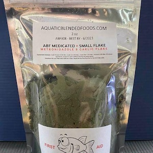 ABF 2oz Medicated Fish Flake Food MIX - With Garlic and Paprika Fish Food, Fish Flake,we ship within 24hrs,heat sealed for Freshness, Abf308