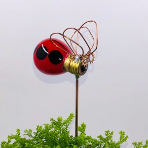 18 Inch Ladybug Plant Stake ~ garden decor - decorative yard stake - gardener gift - insect - bugs - ladybird - flower pot decoration