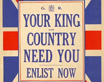 W96 Vintage WWI British London Rifle Brigade Recruitment Poster WW1 A1 A2 A3