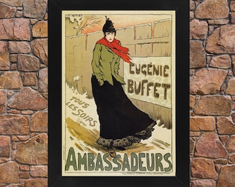 AP118 Vintage 1893 French Singer Eugénie Buffet Advertisement Poster Card A5