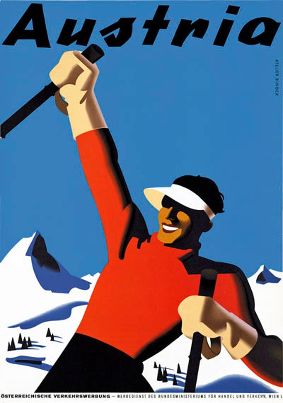 T49 Vintage Austria Skiing Winter Sports Travel Poster Re-Print A1//A2//A3//A4