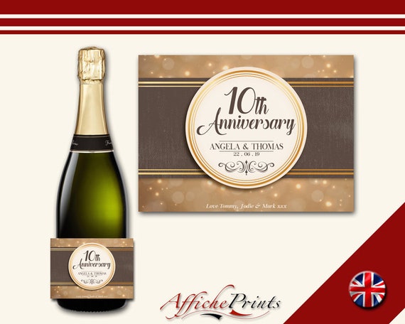 Anniversary//Special Gift Personalised Champagne//Prosecco bottle label