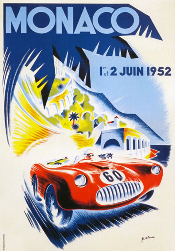 AV31 Vintage 1930 Monaco Grand Prix Motor Racing Poster Re-Print A4