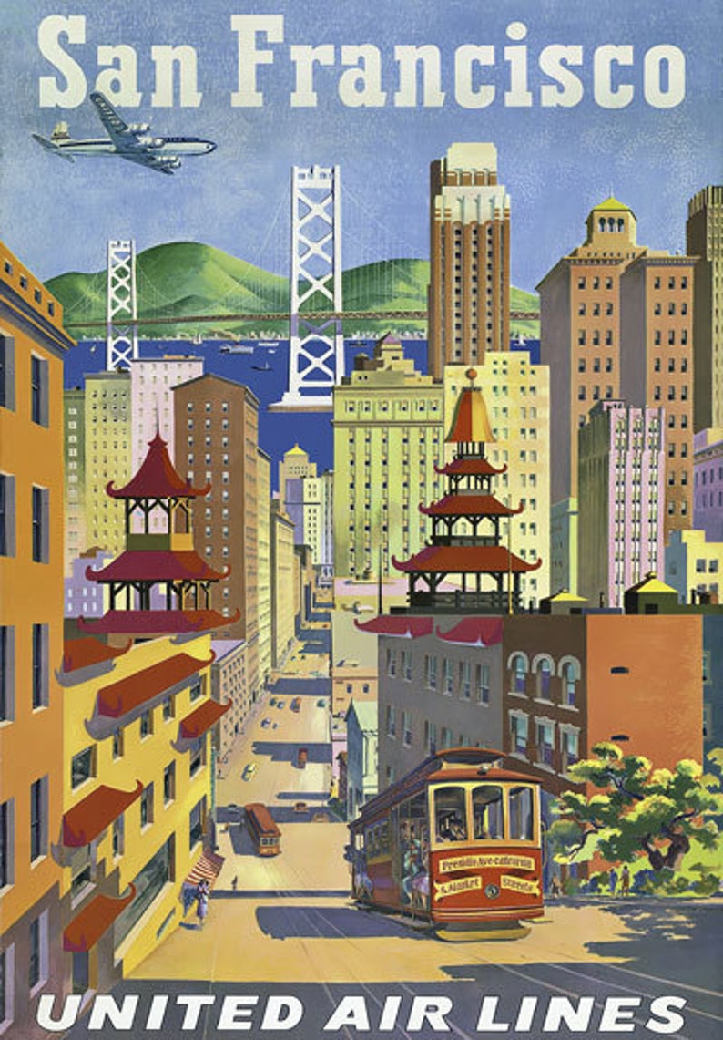 Tw26 Vintage 1950/'s San Francisco viajar Cartel volver a imprimir A3