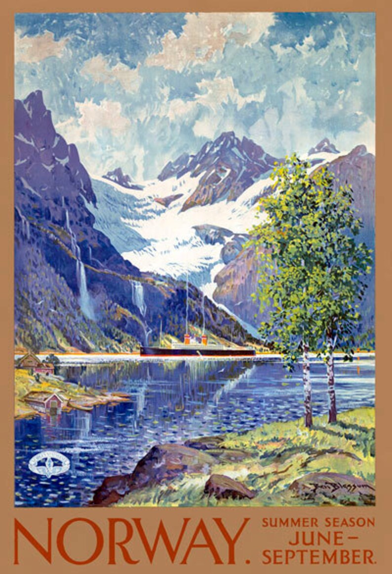 Ta47 Vintage tierra de los vikingos escandinavos viajar Cartel volver a imprimir A4