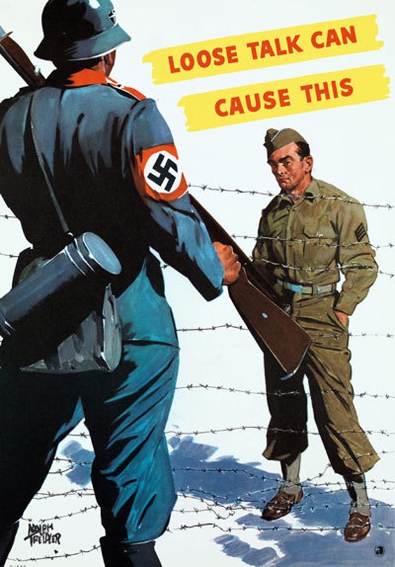 Vintage Art Print Poster A1 A2 A3 A4 A5 Loose Talk Can Cost Lives Closed War