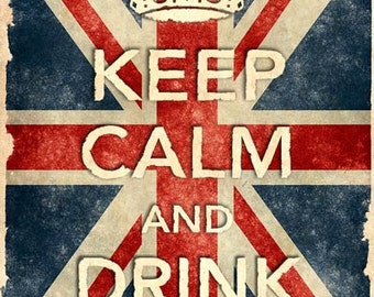 KCV11 Vintage Union Jack Keep Calm Drink Coffee Poster Re-Print Wall Decor A2/A3/A4