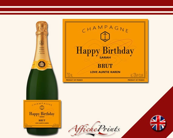 Perfect Gift Any Occasion! L14 Personalised Rose Champagne Brut Bottle Label