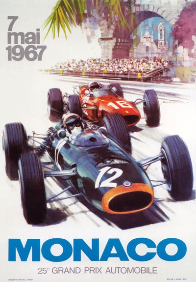 AV40 Vintage 1952 Monaco Grand Prix Motor Racing Poster Re-Print A4