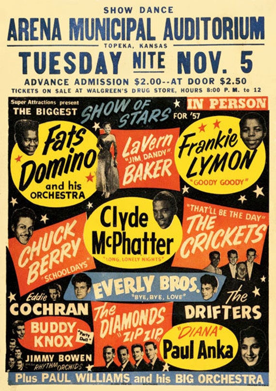 RR19 Vintage Fats Domino Rock /& Roll Concert Advertisement Music Poster A3//A4