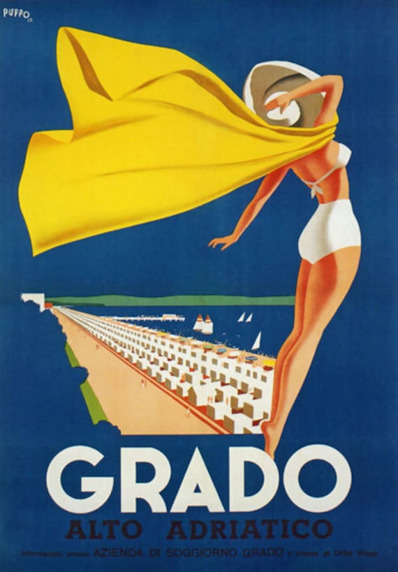 TV68 Vintage 1940/'s A4 NERVI Genoa Italy Italian Travel Tourism Poster Re-print