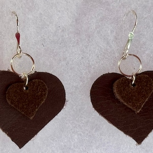 Leather Heart Drop Earrings