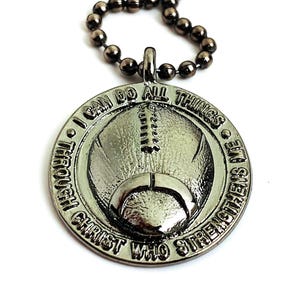 Philippians 4:13 I can do all things Football Necklace Gunmetal Color Finish (sp7gnbc)