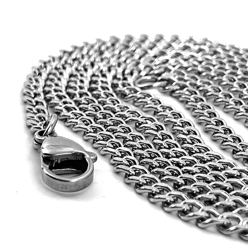 Baseball Stitch Cross Necklace Rhodium Finish Stainless Steel Curb Chain (basecrossrhdch) Softball image 6