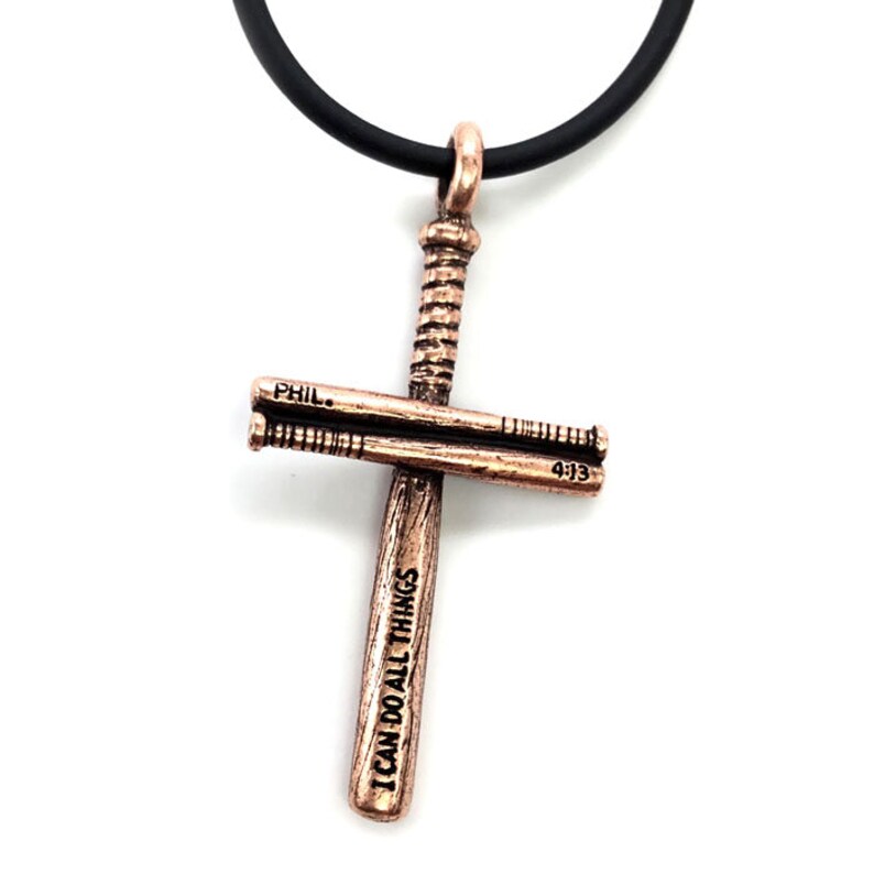 Baseball Bat Cross Necklace Copper scbbc Philippians 413 I Etsy