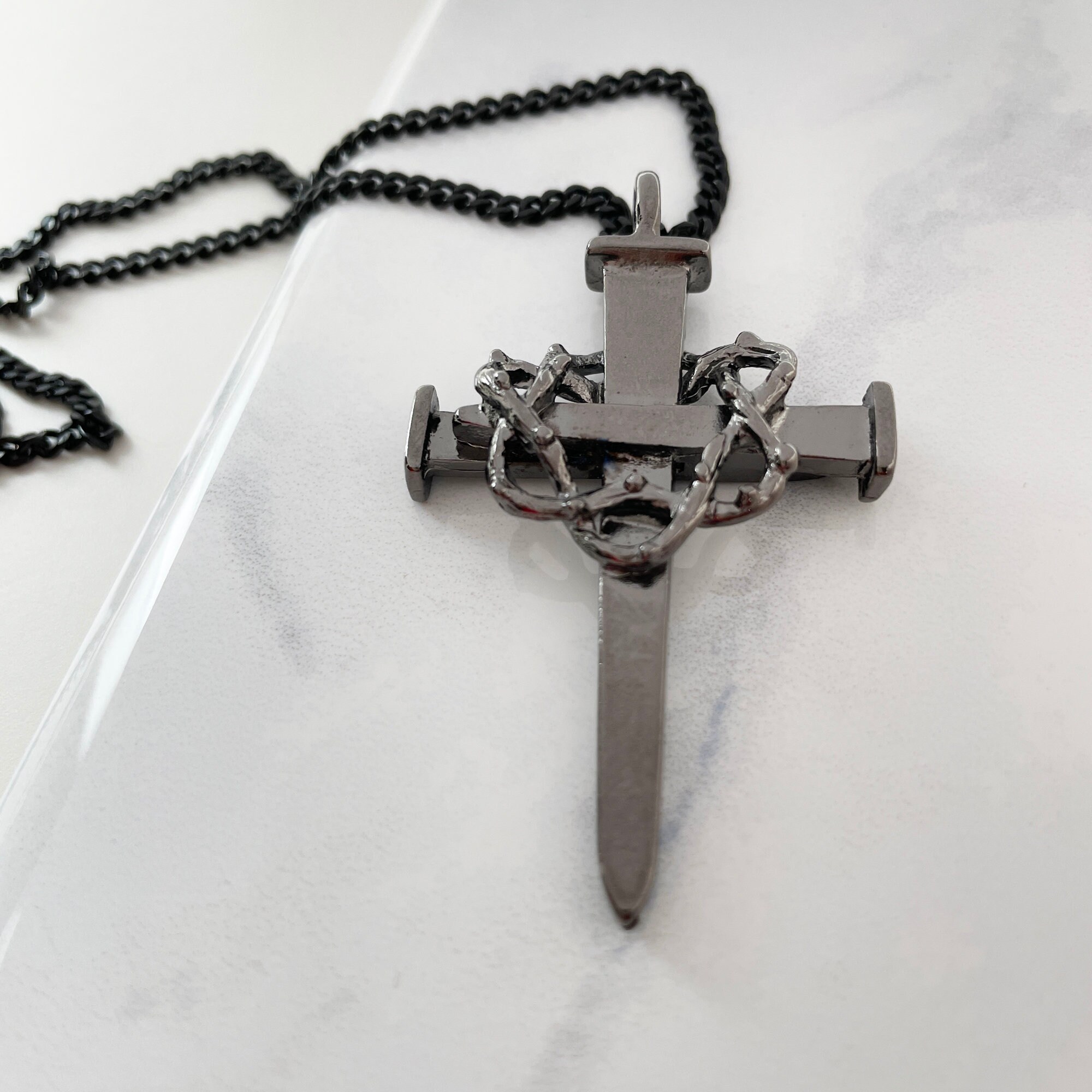 Cross Crown of Thorns Necklace - Christian Necklace