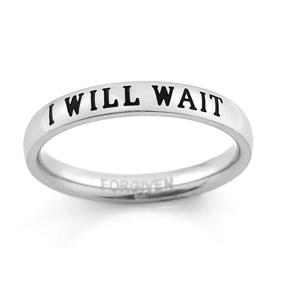 I Will Wait Ring Stainless Steel Engraved (rswa2)