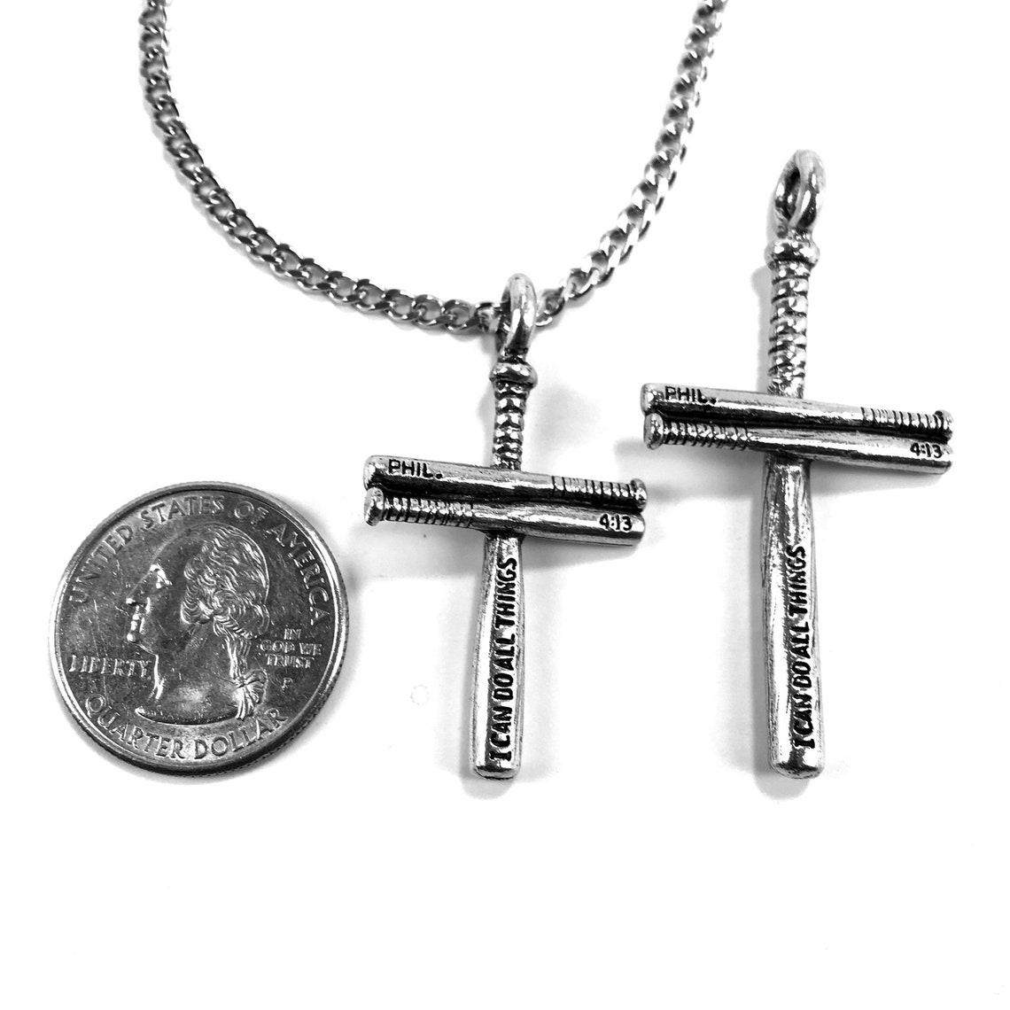 Small Baseball Bat Cross Necklace Pewter on 1430 Inch Chain Etsy