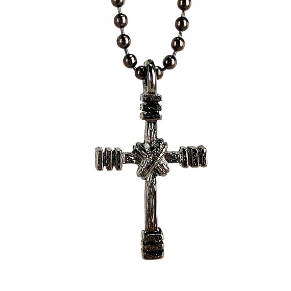 Rugged Cross Necklace Ball Chain Gunmetal Color Finish - Etsy