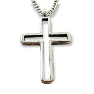 Cross Necklace Antique Silver Finish Pendant Stainless Steel Chain (noc-ch) Necklace