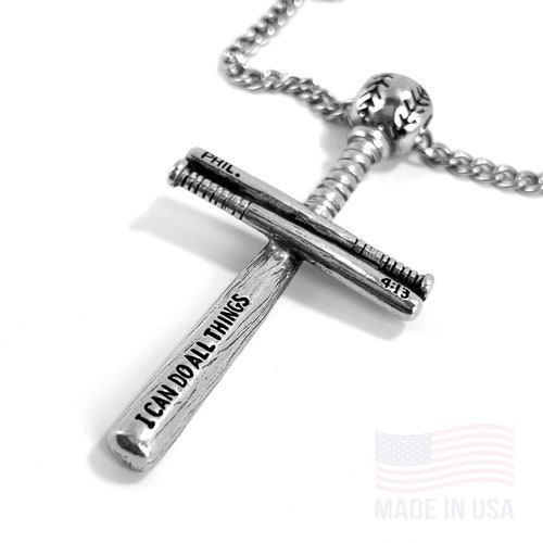 Baseball Bat and Ball Cross Chain 