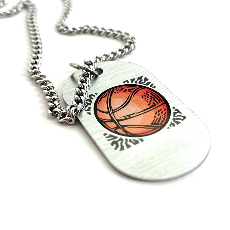 Basketball Mini Dog Tag Necklace on Chain stk2chain Etsy