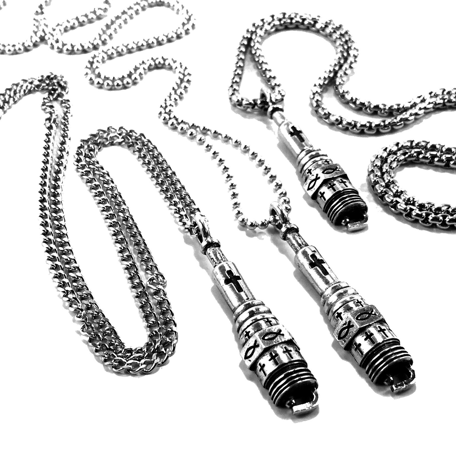Spark Plug Silver on Heavy Box Chain plghvchain Etsy