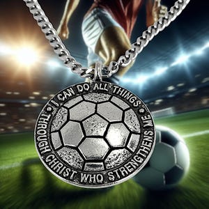 Philippians 4:13 I can do all things Soccer on 24 Inch Chain Necklace (sp8chain)