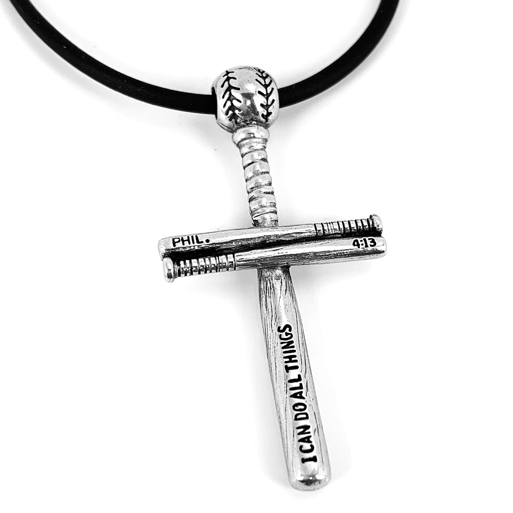 Baseball Bat and Ball Cross Necklace on Rubber Etsy UK